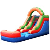 Inflatable Water Slide for Kids - Residential Backyard Inflatable Slide for Summer Fun - Rainbow Slide with Water Pool Complete Setup with Blower, Stakes, & Hose - 21' x 9' - 12' Tall Slide